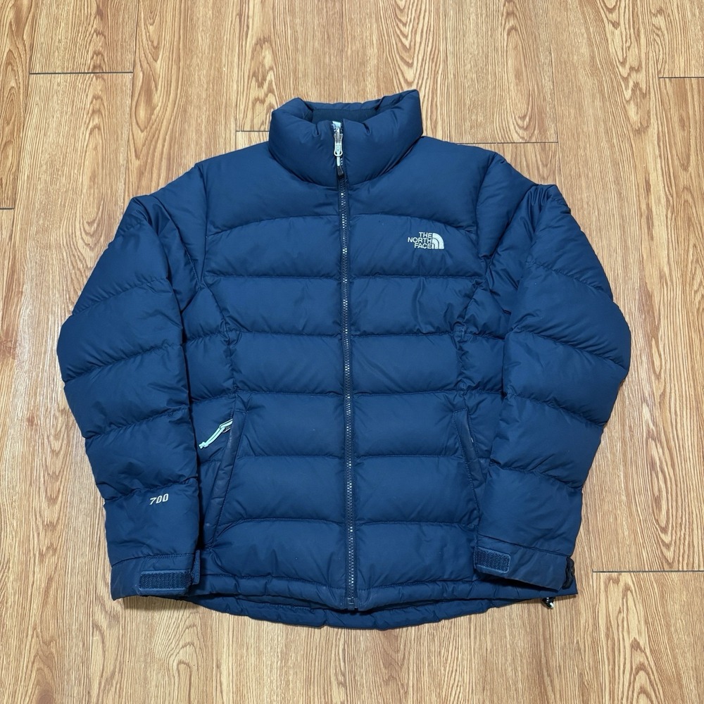 North Face Women's Puffer Jacket Medium 700 Down Fill Full Zip Turquoise Outdoor
